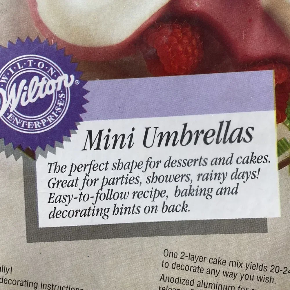 Vintage 1994 Wilton Cake Desserts Mold Pan Mini Umbrellas New Showers Parties